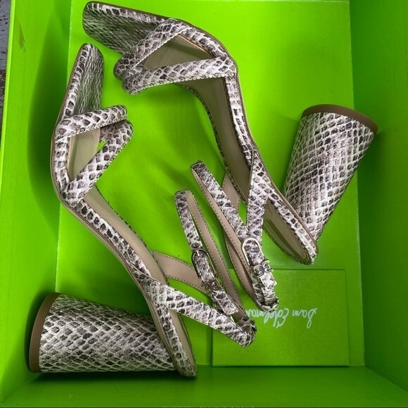 New Sam Edelman KIA BLOCK HEEL SANDAL Shoes 6 Roccia Mamba Snake - Picture 4 of 13